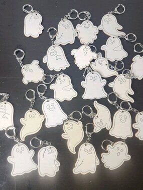 24 Pcs Ghost Craft Color Your Own Keychains DIY Craft Wooden Keychains ...